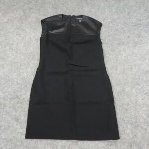 Ralph Lauren Dress Womens 4 Black Label Lamb Leather Trim Wool Sleeveless A